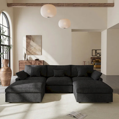 Modular Sectional Sofa Cloud Couch, 119.29 Oversized U Shaped Couch with Chaise Ottomans for Living Room