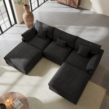 Modular Sectional Sofa Cloud Couch, 119.29 Oversized U Shaped Couch with Chaise Ottomans for Living Room