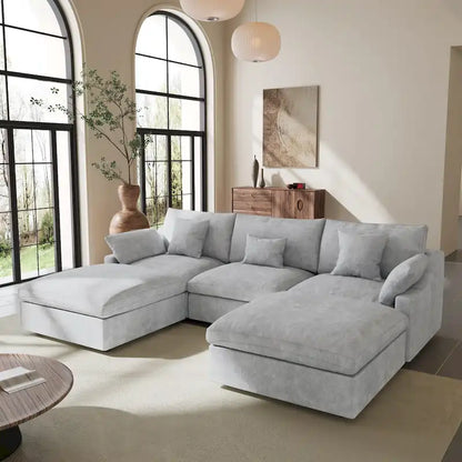Modular Sectional Sofa Cloud Couch, 119.29 Oversized U Shaped Couch with Chaise Ottomans for Living Room