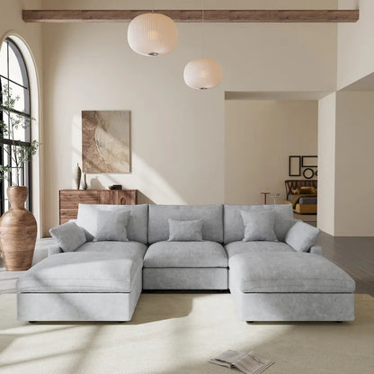 Modular Sectional Sofa Cloud Couch, 119.29 Oversized U Shaped Couch with Chaise Ottomans for Living Room