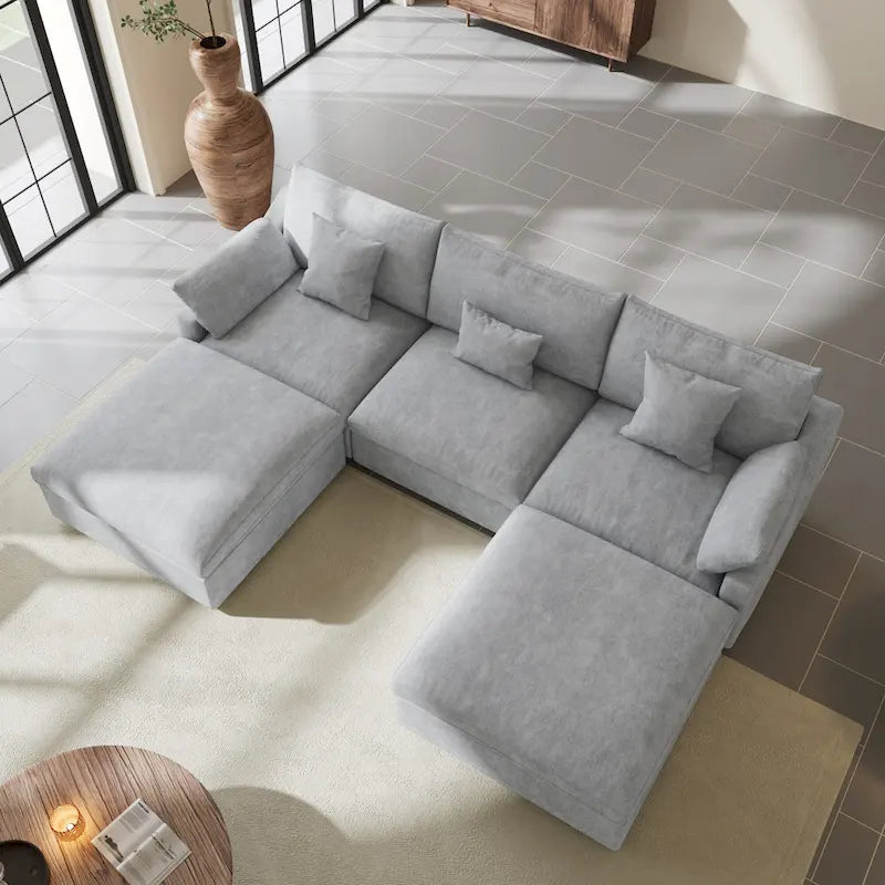 Modular Sectional Sofa Cloud Couch, 119.29 Oversized U Shaped Couch with Chaise Ottomans for Living Room