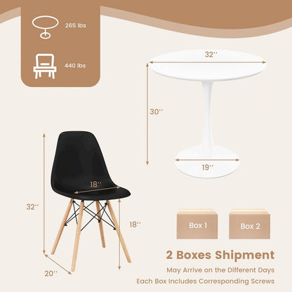 Gymax 5 PCS Dining Set Modern Round Dining Table 4 Chairs for Small