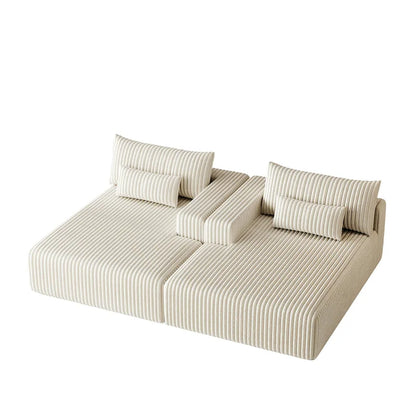 102 Corduroy Cloud Chaise Sectional with Reclining Sofa Bed, No-Assembly Design & Ergonomic Backrest