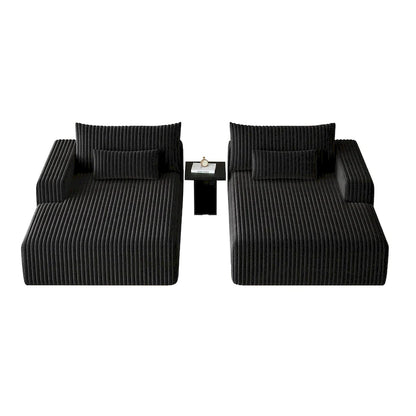 102 Corduroy Cloud Chaise Sectional with Reclining Sofa Bed, No-Assembly Design & Ergonomic Backrest