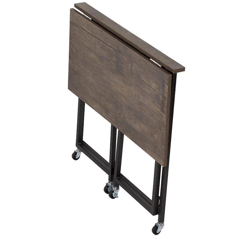 Javlerg Mobile Folding Computer Desk, 31.5 No Assembly Rolling Writing Desk, Space Saving Foldable Laptop Table for Home Office