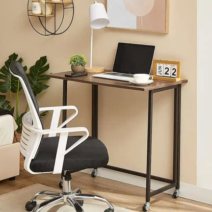 Javlerg Mobile Folding Computer Desk, 31.5 No Assembly Rolling Writing Desk, Space Saving Foldable Laptop Table for Home Office