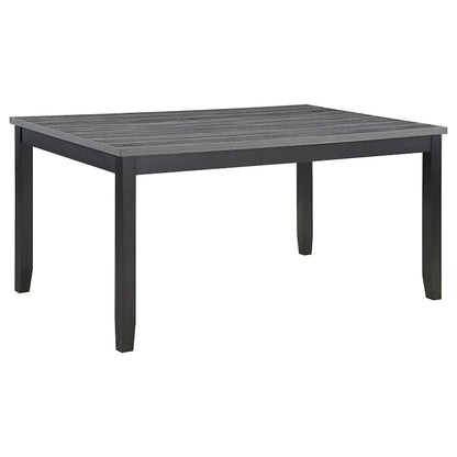 Drake 6 Piece Dining Table Set, 4 Chairs, Bench, Gray Fabric, Black Wood
