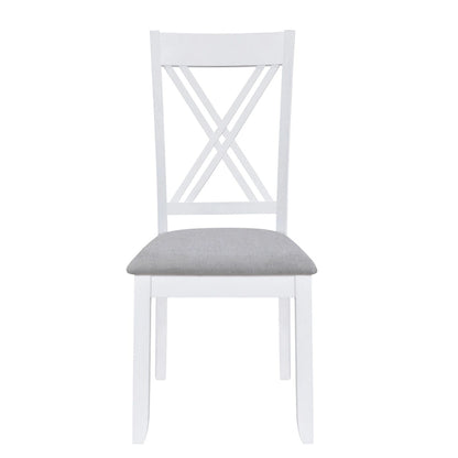 5 Piece Wood Table and Chair Set, Kitchen Dining Table Set for 4 with Rectangle Table and 4 X-Back Upholstered Chairs
