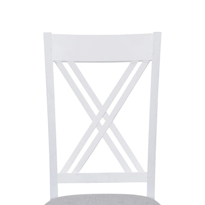 5 Piece Wood Table and Chair Set, Kitchen Dining Table Set for 4 with Rectangle Table and 4 X-Back Upholstered Chairs