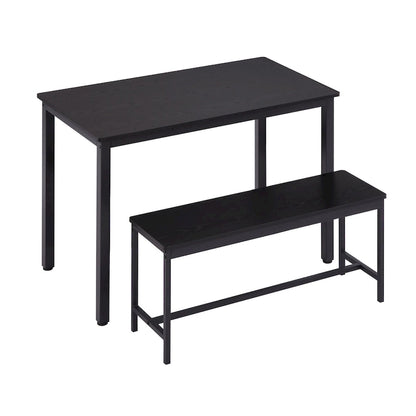 Industrial Rectangle Dining Table Set with 2 Benches Breakfast Nook Dining Table Set Kitchen Dining Table Set Metal Legs