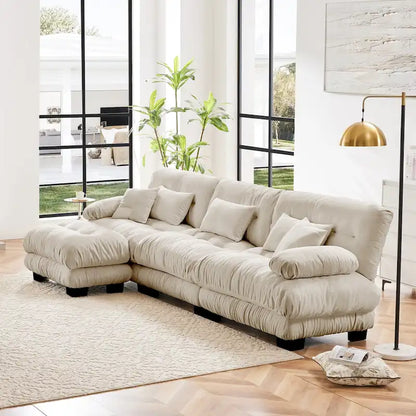 L-Shaped Indoor Sectional Sofa Cloud Couch with Ottoman
