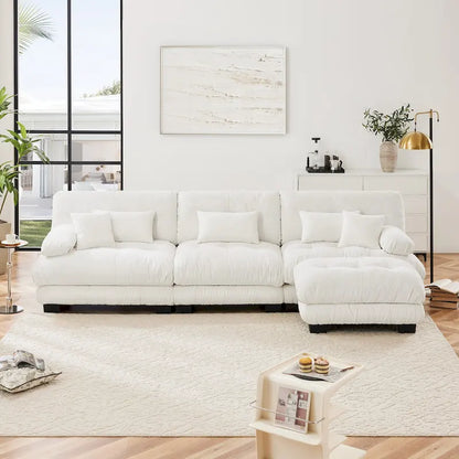 L-Shaped Indoor Sectional Sofa Cloud Couch with Ottoman