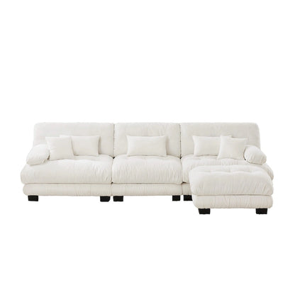 L-Shaped Indoor Sectional Sofa Cloud Couch with Ottoman