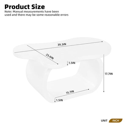 Modern Cloud Coffee Table with 1.5 Thick Tabletop,Cream Style Irregular End Table with Curved Legs,Unique Design Accent Table