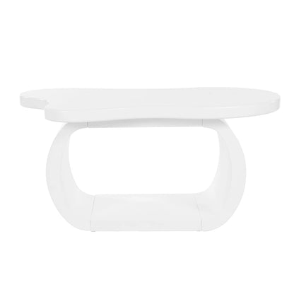 Modern Cloud Coffee Table with 1.5 Thick Tabletop,Cream Style Irregular End Table with Curved Legs,Unique Design Accent Table
