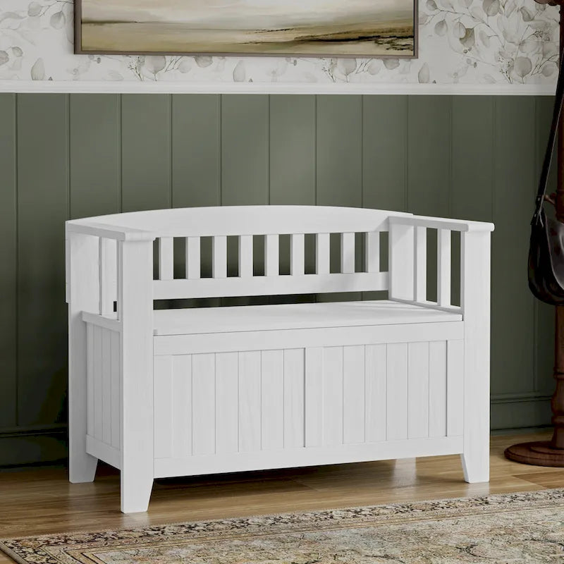 WYNDENHALL Normandy 36 Wide Solid Wood Transitional Small Entryway Storage Bench - 36 Inches wide