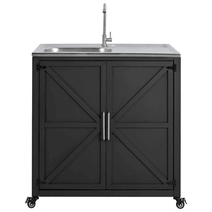 Outdoor Movable Kitchen Sink Patio Modular Kitchen Sink Station with Cabinet