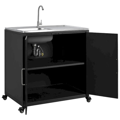 Outdoor Movable Kitchen Sink Patio Modular Kitchen Sink Station with Cabinet