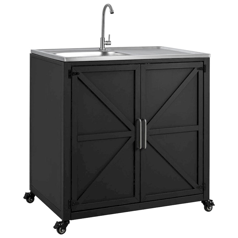 Outdoor Movable Kitchen Sink Patio Modular Kitchen Sink Station with Cabinet