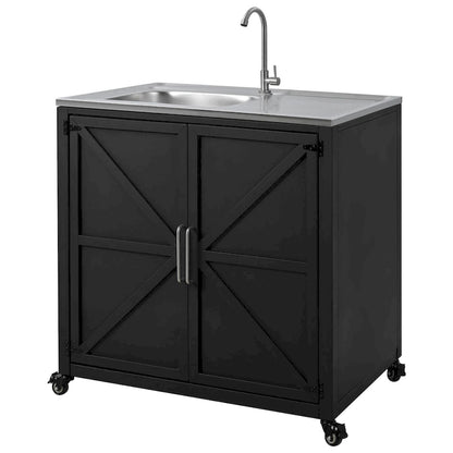Outdoor Movable Kitchen Sink Patio Modular Kitchen Sink Station with Cabinet