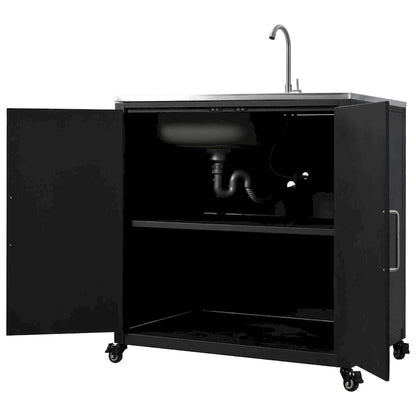 Outdoor Movable Kitchen Sink Patio Modular Kitchen Sink Station with Cabinet