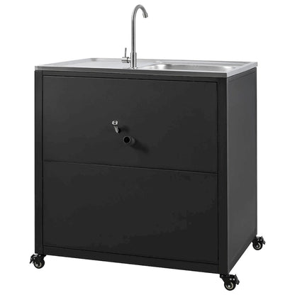 Outdoor Movable Kitchen Sink Patio Modular Kitchen Sink Station with Cabinet