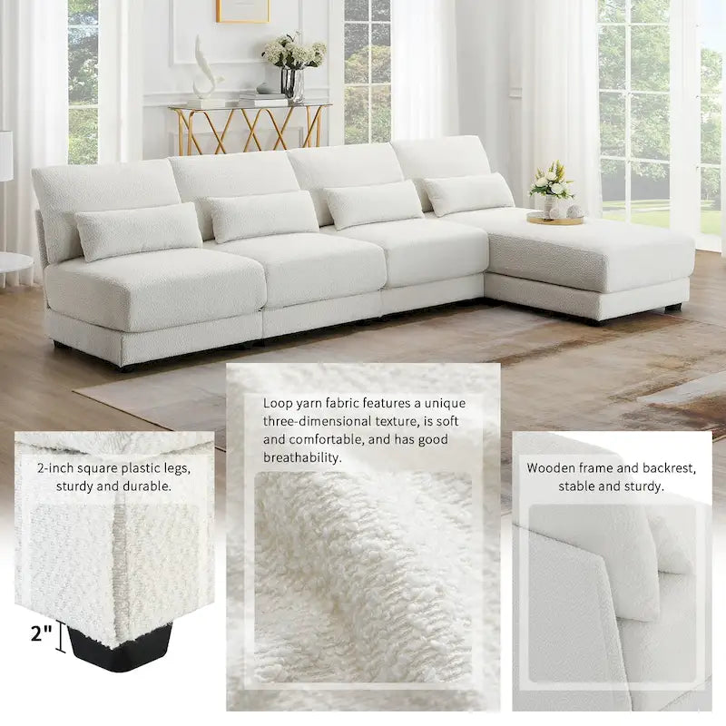 Convertible L-shaped Couch,Wide Seat Sectional Sofa wReversible Chaise