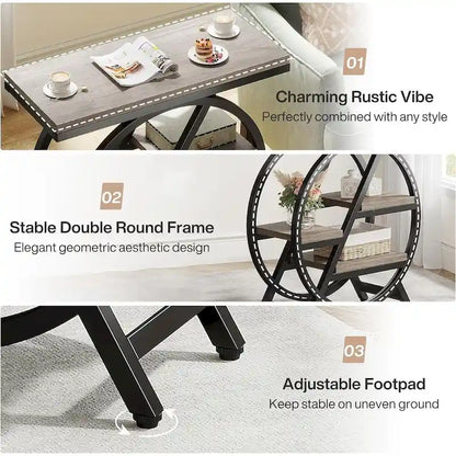 3-Tier End Table Narrow Side Table for Living Room