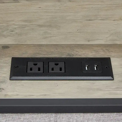 Grey & Queen Bed with Charging Station