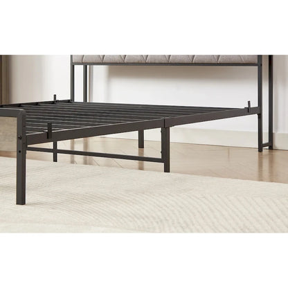 Grey & Queen Bed with Charging Station