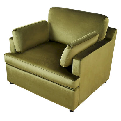 Green Modern 37 Accent chair with Plastic Legs and Pillows for Living Room