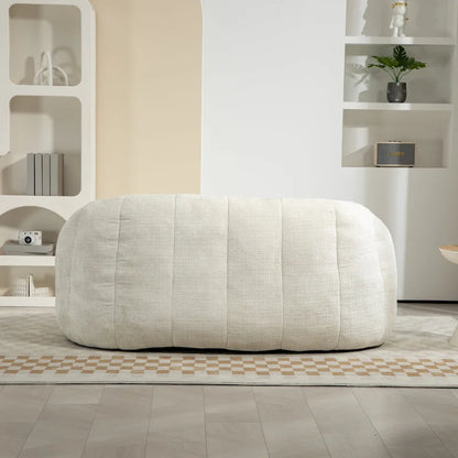 White 63.78 Chenille Lounge Chair with Foam Filling and Pillows