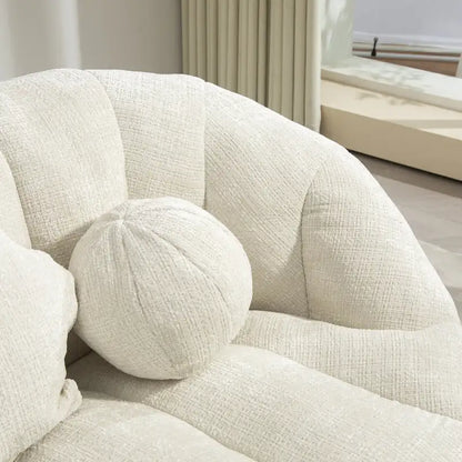 White 63.78 Chenille Lounge Chair with Foam Filling and Pillows