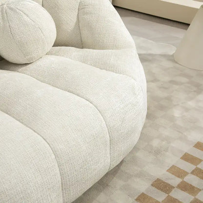 White 63.78 Chenille Lounge Chair with Foam Filling and Pillows