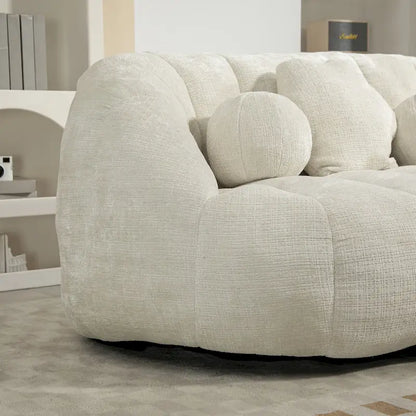 White 63.78 Chenille Lounge Chair with Foam Filling and Pillows