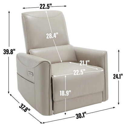Brown Ergonomic Power Recliner with 270 Swivel, USB & Type-C Charging Ports, and Lumbar Support