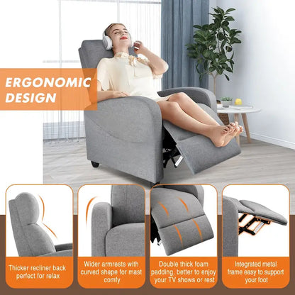 Black Adjustable Recliner Chair with Lumbar Support, 8 Massage Modes, and Heating Function for Relaxation