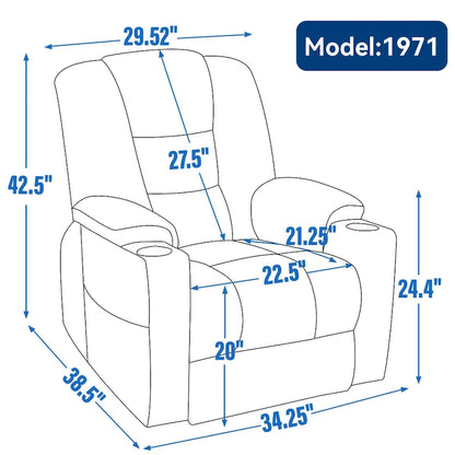 Grey Spacious Power Lift Recliner with Massage, Heat, Dual USB Ports, Type C Charging, and Cup Holders