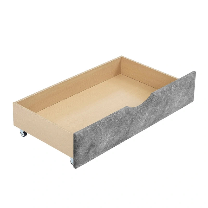 Full Size Linen Upholstered Daybed Frame with 2 Drawers & Tufted Backrest