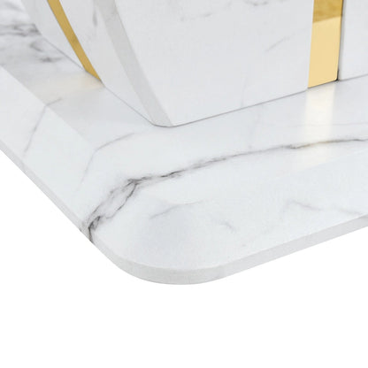 23.6 Modern Square Coffee Table with Gold Plated Decorative Strips for Living Room