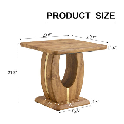 23.6 Modern Square Coffee Table with Gold Plated Decorative Strips for Living Room