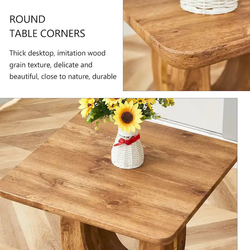 23.6 Modern Square Coffee Table with Gold Plated Decorative Strips for Living Room