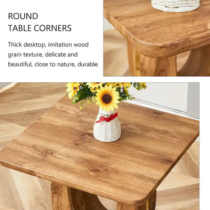 23.6 Modern Square Coffee Table with Gold Plated Decorative Strips for Living Room