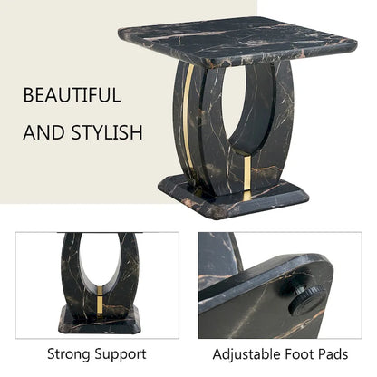 23.6 Modern Square Coffee Table with Gold Plated Decorative Strips for Living Room