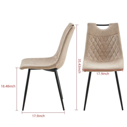 Modern Style 5-Piece Dining Set with Round Table and 4 Grid Dining Chairs