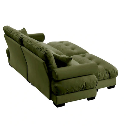 Velvet Fabric Loveseat Couch Modular Sectional Sofa with 2 Ottomans