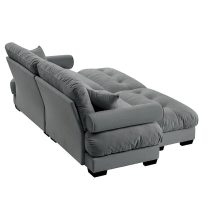 Velvet Fabric Loveseat Couch Modular Sectional Sofa with 2 Ottomans