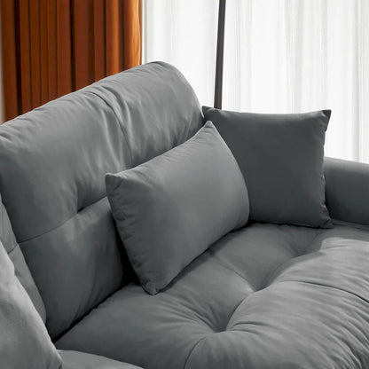 Velvet Fabric Loveseat Couch Modular Sectional Sofa with 2 Ottomans