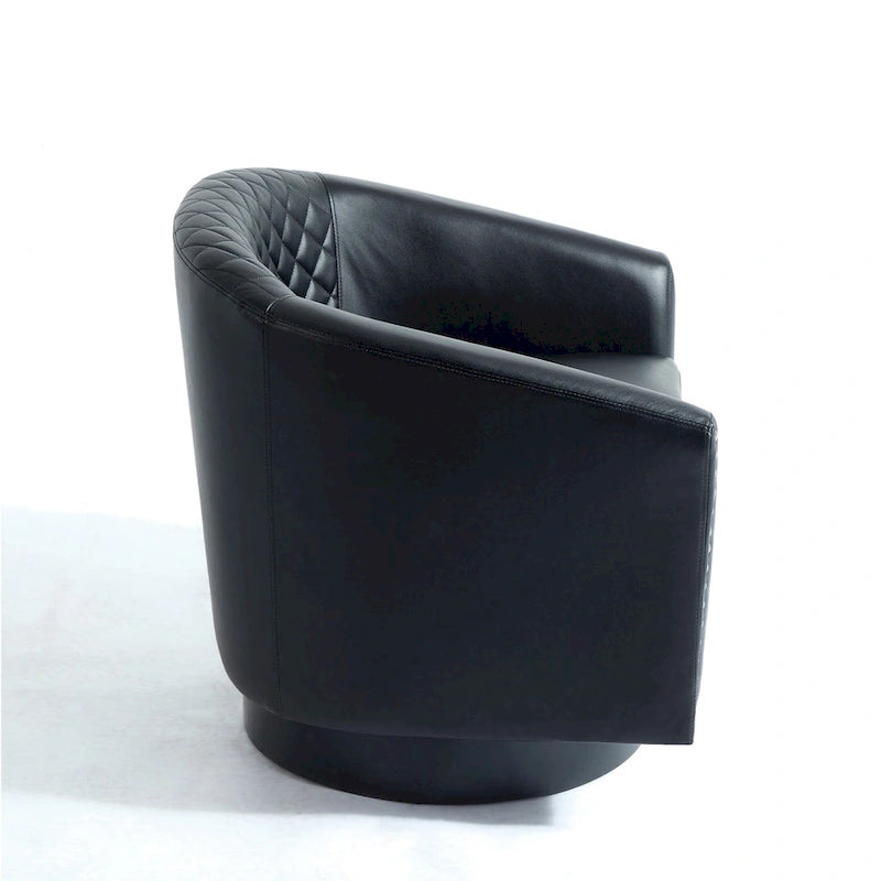 Faux Leather Nailheads Swivel Barrel Chair Set of 2