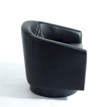 Faux Leather Nailheads Swivel Barrel Chair Set of 2